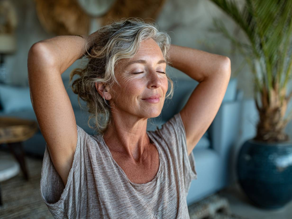 Жена практикува йога сред природата